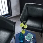 Japanese-made upholstered leather fabric with gorgeous embossed shine