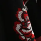 Wool Shawl Women Open Front Knitted Wool Poncho Cape Cashmere Feel Warm Shawl Cloak Floral Design