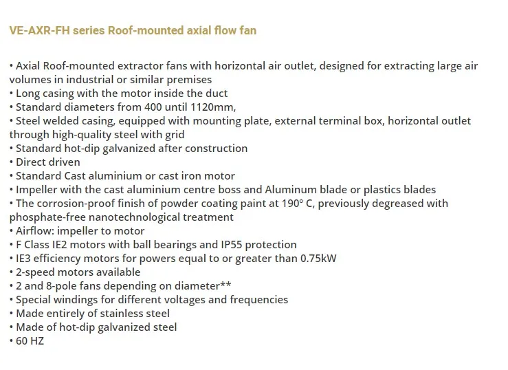 Axial Exhaust Roof Fan, VENTEUROPE, IE2~IE3, Cast - detail 12