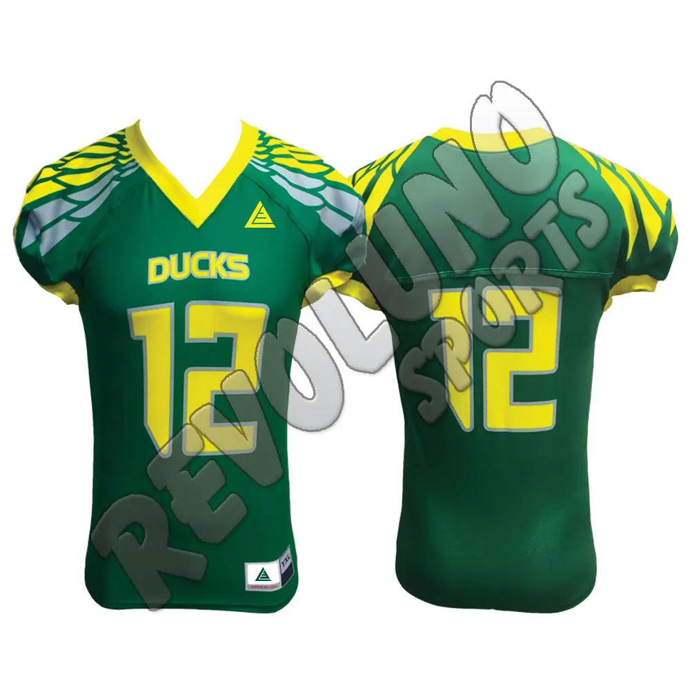 Ducks Team Green Yellow Football Jersey Custom Name Number Uniform  Sublimation American Football Jerseys Buy Football Jersey,American Football