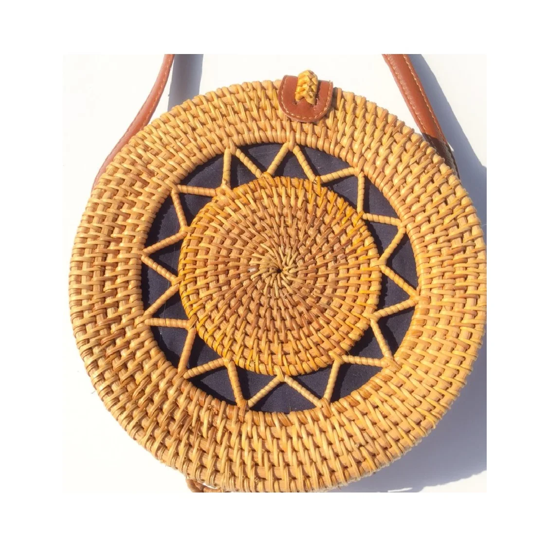 Handmade Wicker Woven Purse Handbag Circle XGNA Woven Rattan Bag for Women 