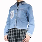 Women New Arrival 2021 Long Sleeves Women Denim Jacket With White Lace Decoration