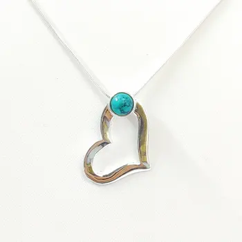 Turquoise Heart Pendant Stone 925 Sterling Silver Pendant, Wholesaler Silver Jewelry India