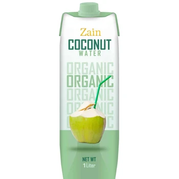 Organic Pure Coconut water juice 100% OEM Prisma te tra Pak Paper Box size 1000ml Zain of Ajintai Company Product of Thailand