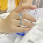 Oval Finger Minimalist Brass Jewelry Creative Female Adjustable Ring Glossy Oval Opening Finger Ring