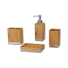 Bamboo Bamboo Bamboo With Satin Nickel Metal Base Bath Sets