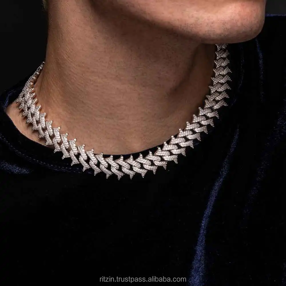 Diamond Spiked Cuban Link Chain For Men 