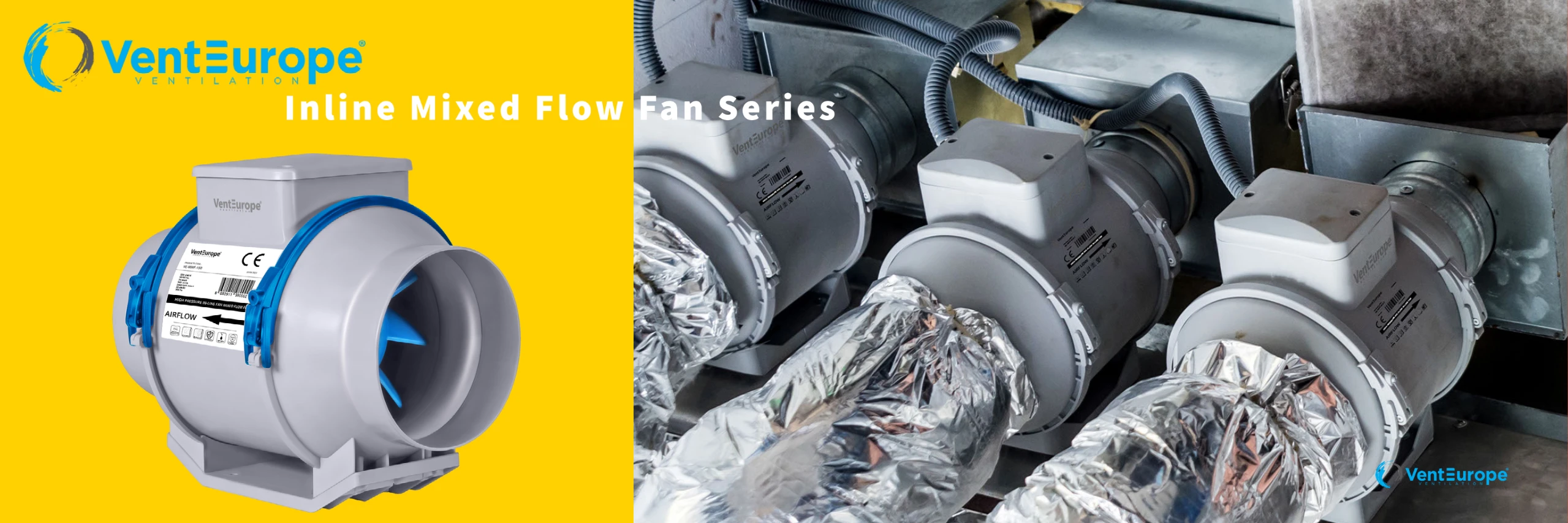 Mixed Flow Duct Fan, VENTEUROPE, VE100-MMF, Axial, 220-240V - detail 2