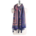Scarf Colorful Pashmina Scarf Ethnic Geometric Pattern Boho Design Long Shawl Winter Wrap For Women