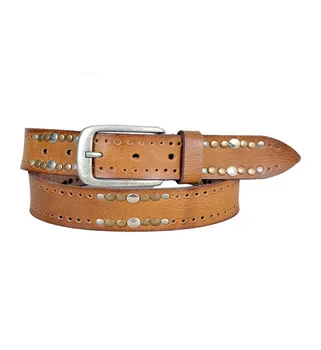 Studs Decorated Top Grain Genuine Leather Mens Casual Belt Gents Casual Leather Belt