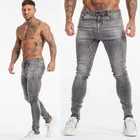 Dropship Fashion Brand Distressed Grey Super Stretchy Non-ripped Mens Pants Slim Fit Skinny Denim Jeans Men