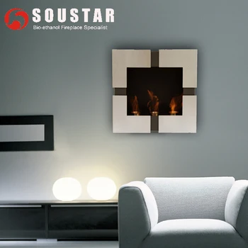 Delux stainless steel wall mounted ethanol fireplace