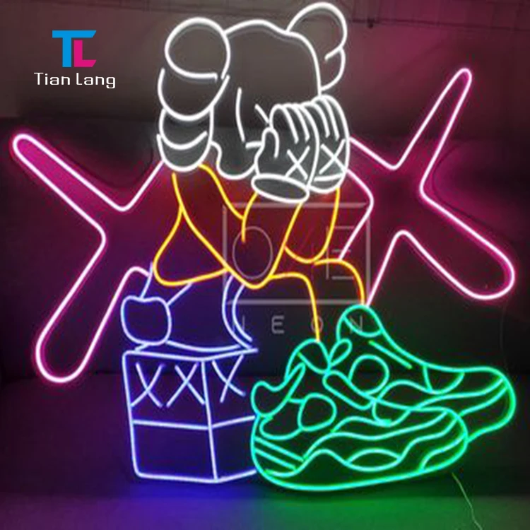 product factory outlet bar decoration outdoor waterproof art deco bedroom led rgbw comic kaws sign neon-16