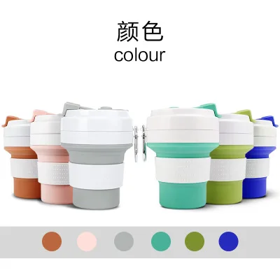 BPA Free Portable Travel Coffee Mug Collapsible Silicone Cup Tumbler with Straw