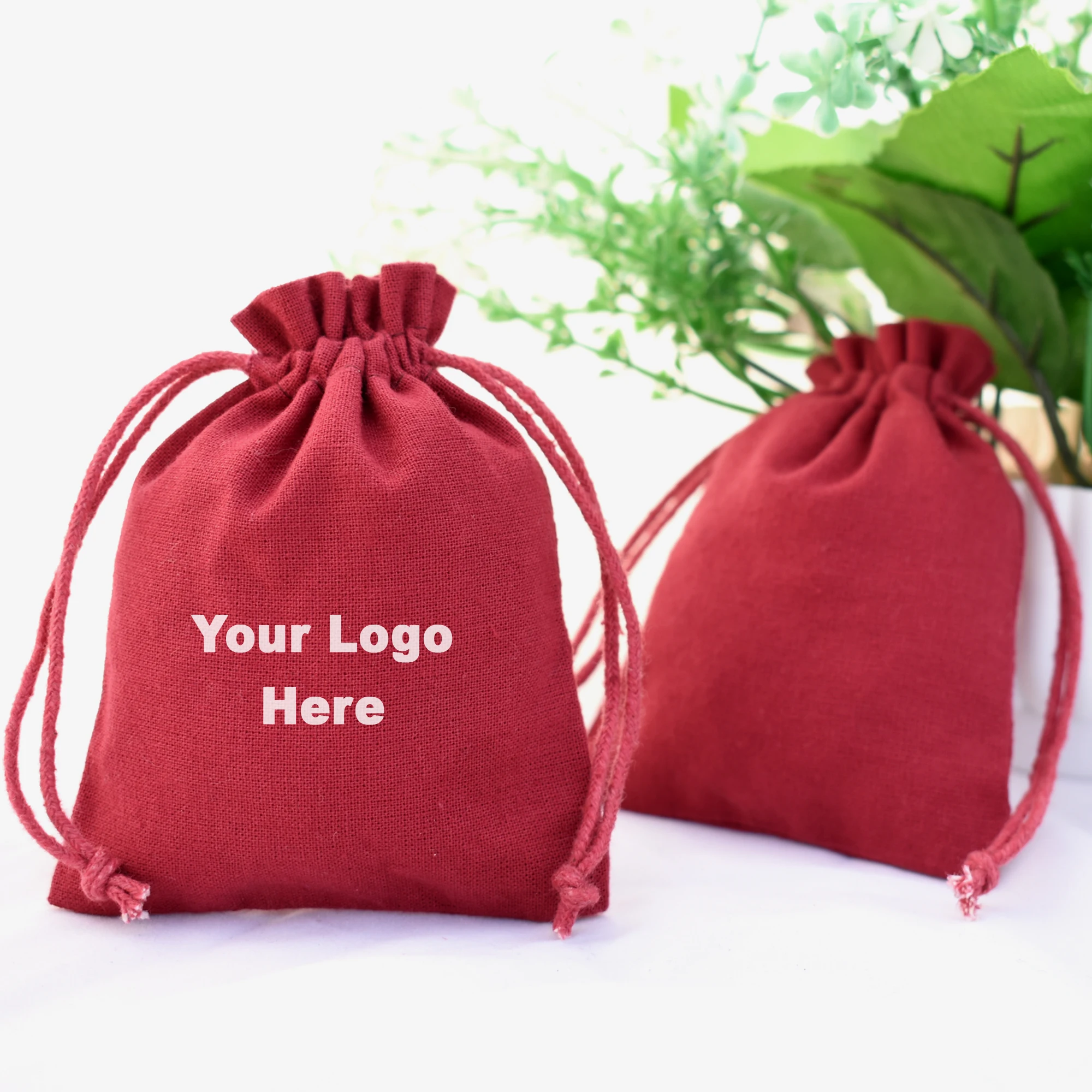 wholesale cotton drawstring bag baby shower custom pouch with