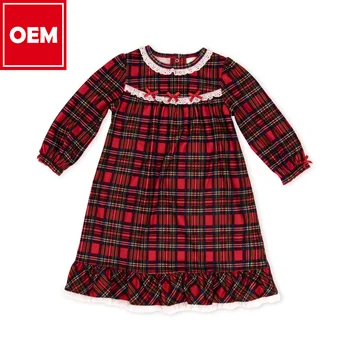 2020 Baby Pajamas Suppliers Kids Clothing Kid Red Tartan English Plaid Dresses for Christmas
