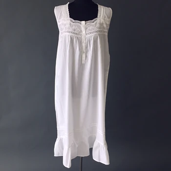 Simple Style White Cotton Nightgown Nightwear