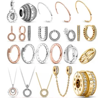 MEEONY S925 Sterling Silver Classic Charms fits Pandora Bracelet DIY Jewelry