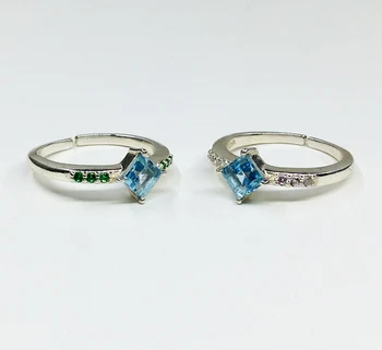 Sterling Silver 925 Supplier Wholesaler Custom Made Handmade Cheap Unisex Low MOQ Casual Unique Cubic Blue Topaz Gemstone Rings