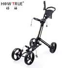 Wheel Alloy Golf Trolley With Brakes And Umbrella Stand 4 Wheel Golf Cart Aluminum Alloy Golf Cart Can Be Easily Folded