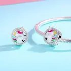 Silver Silver 925 Sterling Silver Colorful Animal Enamel Bead Unicorn Charm For Jewelry Making
