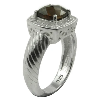 Manufacturer Direct Sale 925 Sterling Silver Smokey Quartz Ring Wedding Rings Women Jewelry Stone Jewelry Natural Smokey Quartz