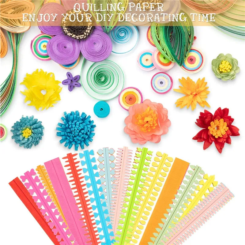 ODETOJOY Rose Flower Quilling Paper Strips Craft Make Paper Flowers Kit for Scrapbooking Quilling Paper Set-20PCS