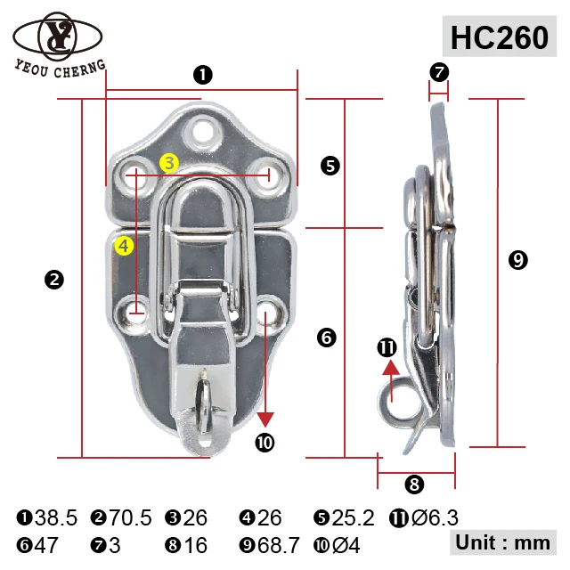 Yeou Cherng hot sturdy metal plate draw latch