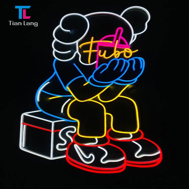 product factory outlet bar decoration outdoor waterproof art deco bedroom led rgbw comic kaws sign neon-15