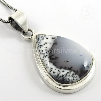 Dendrite opal pendant handmade jewelry solid wholesale jewelry with 925 sterling silver