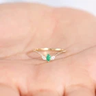 Ring Diamond Solid 14K Gold Emerald Ring Diamond Ring Women Natural Gemstone Thin Ring