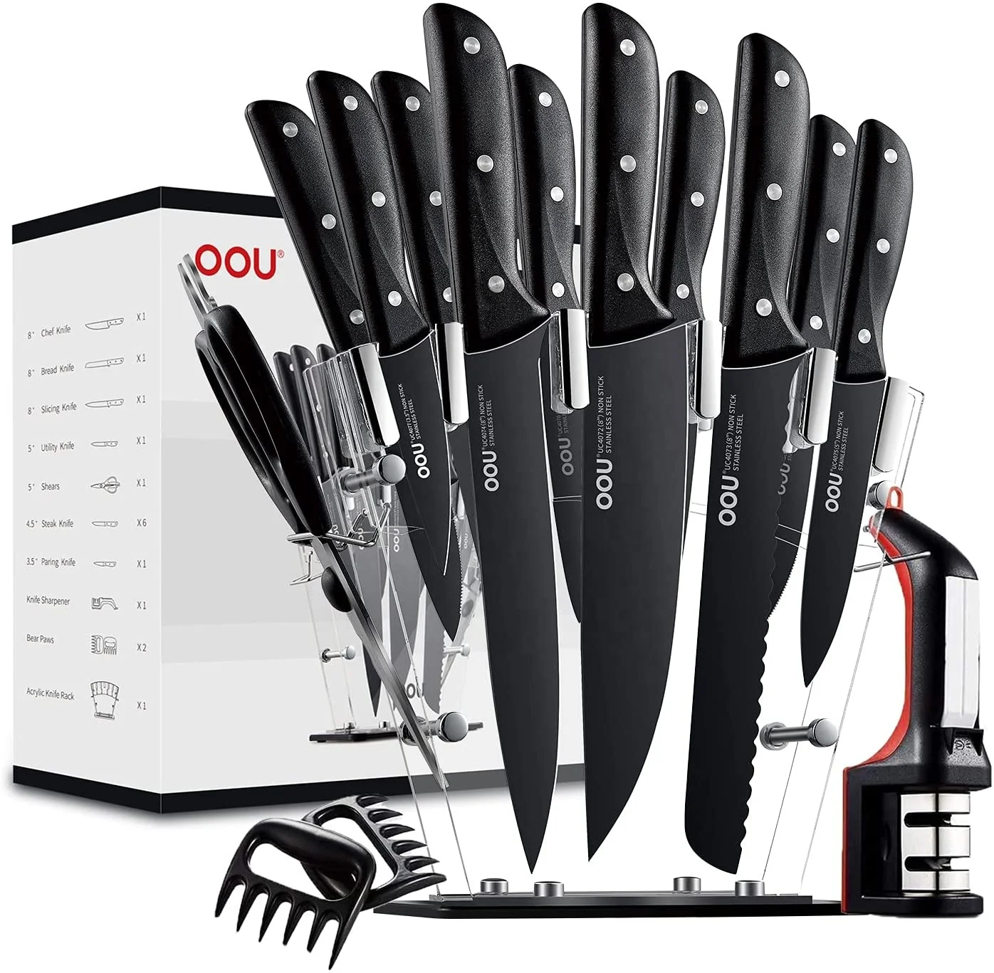 kitchen knife set with sharpener