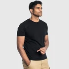 New OEM Custom Short Sleeve 100%cotton Black Plain T-shirts Printing Blank Plus Size Men's T-shirt