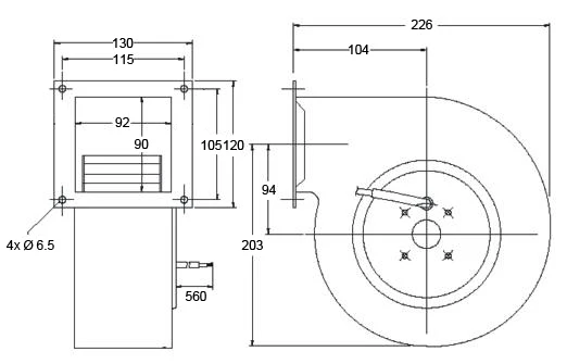 Centrifugal Fan, SYMBANG, ACB226130-AZ, 110/220V, Steel - detail 4