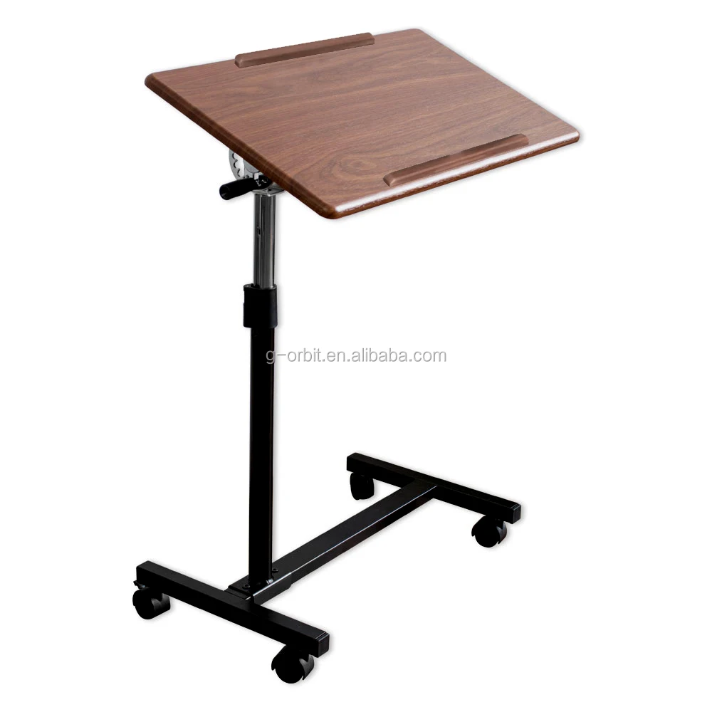 Bedside Tray Podium Stand Rolling Laptop Table Reading Desk Adjustable Height 