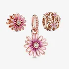 Charm Jewelry MEENOY 2021 New Style 925 Sterling Silver Purple Daisy Charm Pack Set Fit Pandora Charm Bracelet DIY Jewelry
