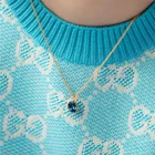 Ruby Ruby Milskye London 18K Gold Blue Topaz Drop Ruby Pendant Necklace