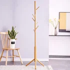 Coat With Bamboo Free Standing Coat Rack Hanger Towel Cloth Shelf With 8 Hooks