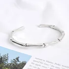 Silver 925 Sterling Silver Multi Segment Bamboo Open Cuff Bracelet Bangle Women