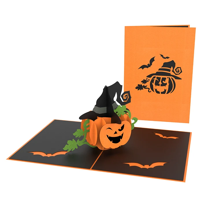 happy halloween pumpkin handmade laser cut 3d greeting pop up