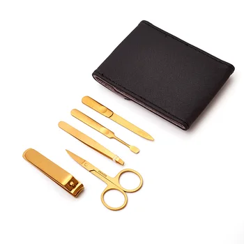 Gold Plated Stainless Steel Manicure Tools Set With Portable Case
