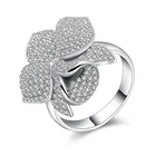 Silver Rings Silver Rings Ring Ring Rings Gorgeous Micro Pave Setting Cz Silver Costume Flower Rings