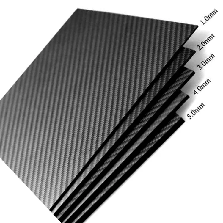 Placa de la fibra de carbono 200 3m m con la lamina brillante de la superficie del panel de la superficie de ambos lados 3K 300 