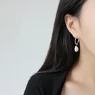 Pearl H-E621 Christian Pure Silver Ins Simple Temperament Geometric Baroque Fresh Water Pearl Earrings