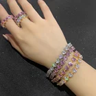 Diamond Bracelets Bracelet Trendy Iced Out Diamond Bracelets Bling Pink Zircon Heart Tennis Chain Bracelet