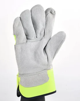 heavy shoulder leather palm working glove safety cuff to handle tough jobs .