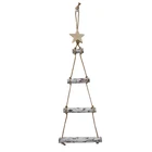 Ornament Decor Wooden Ladder Shaped Ornament With Top Star Hanging On Wall For Home Decor