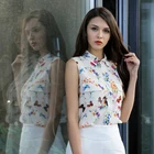 Sleeveless Silk Sleevelesssleeveless Fashion Style Sleeveless Shirt For Ladies Silk Printed Blouses Outwear