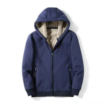 Men Oversize Coat Winter Warm Fleece Hoodie Zip up Jacket Lined Sherpa Outwear Hooded Polyester / Cotton Regular Sleeve Unlined