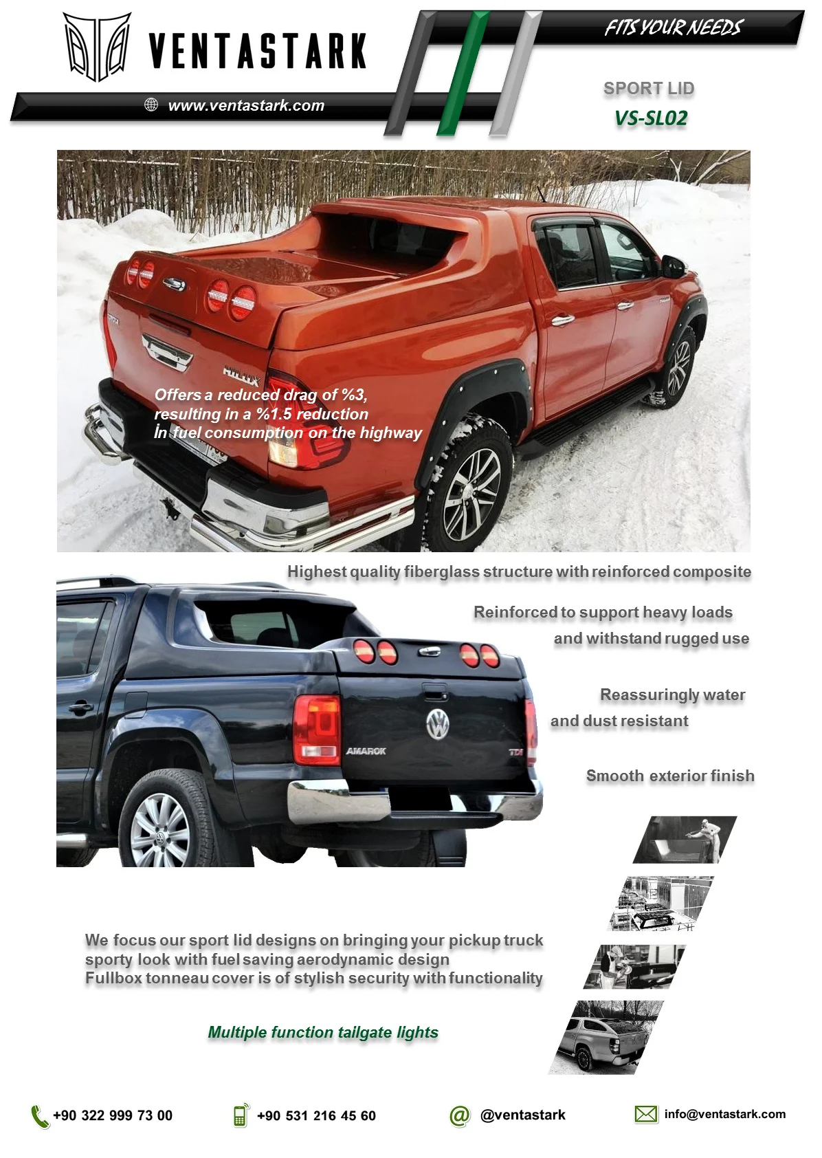 Ventastark Grandbox Tonneau Sport Lid For Toyota Hilux Buy Fiberglass